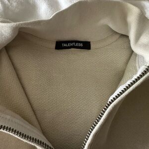 Talentless Off-White Zip-Up Hoodie